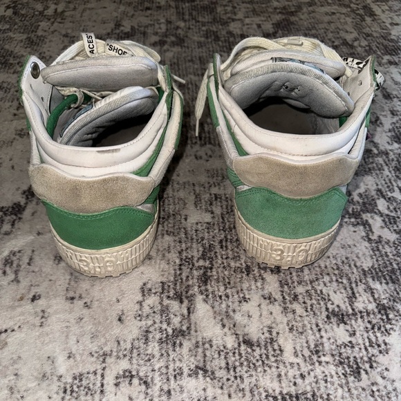 Off White Shoe Size 42 AS IS Green & White Suede Two Tone Sneaker Men's Shoes - Picture 3 of 6